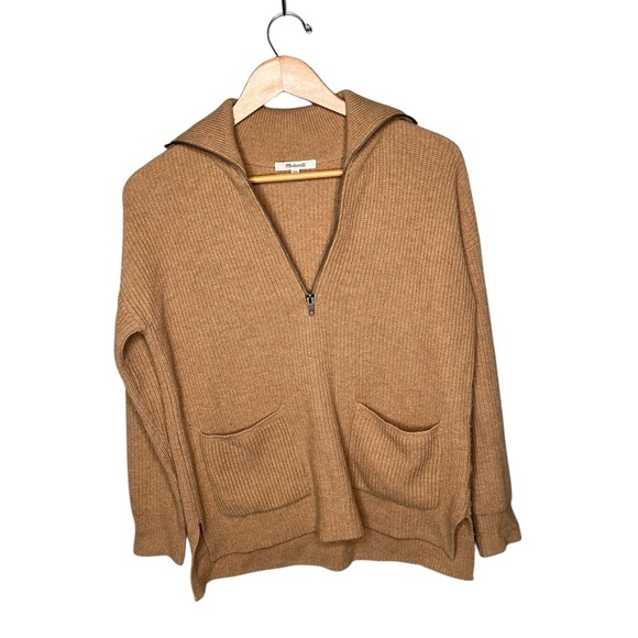 Madewell Merino Wool Glenbrook Half-Zip Pullover Sweater - Heather Saddle - Picture 3 of 11